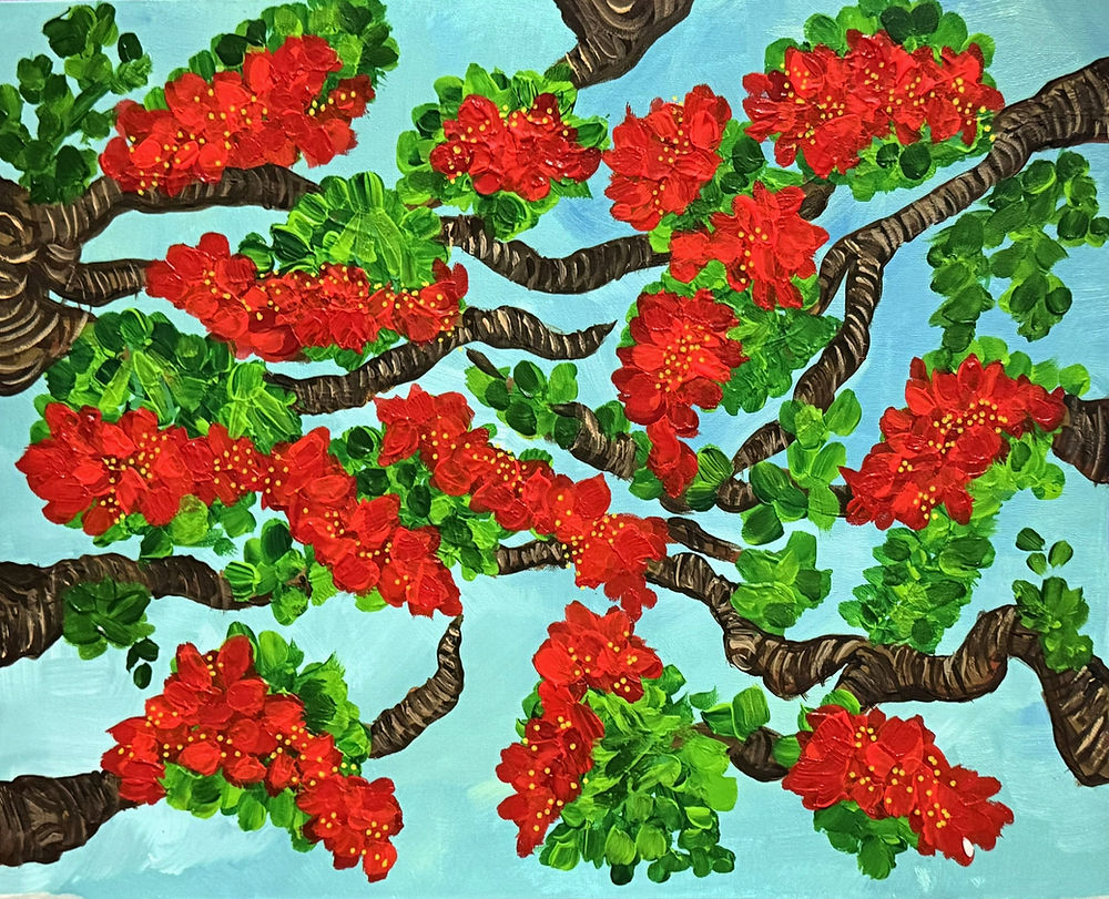 Caribbean flora, flamboyant, van gogh