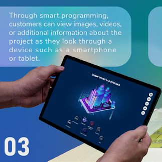 With smart programming, clients simply tap on a screen to access detailed information about each element within the model. 