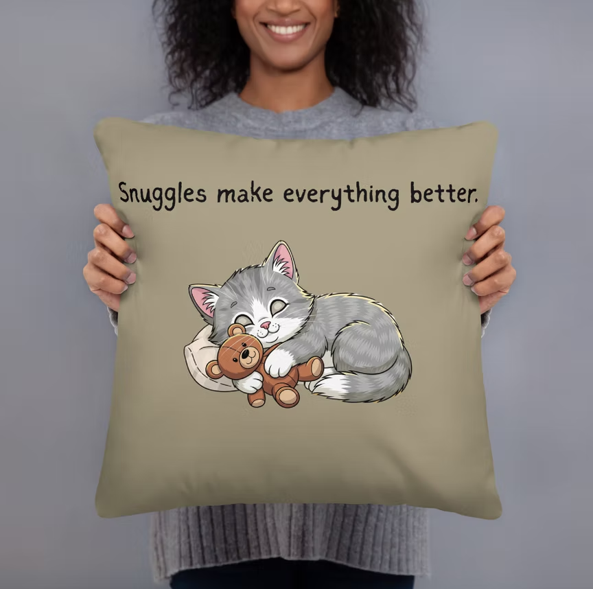 Woman holding Milo Snuggle Pillow