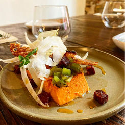 Panna cotta poivron chorizo, entrée carte été 2023