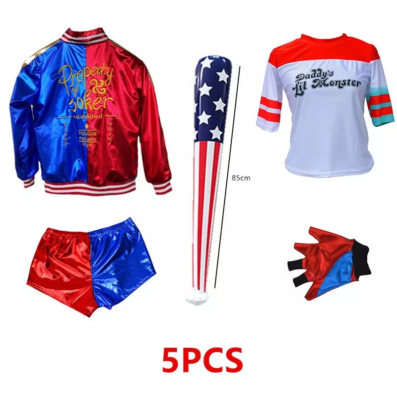 Suicide Squad Costume Harley Quinn Full Set - Kids
