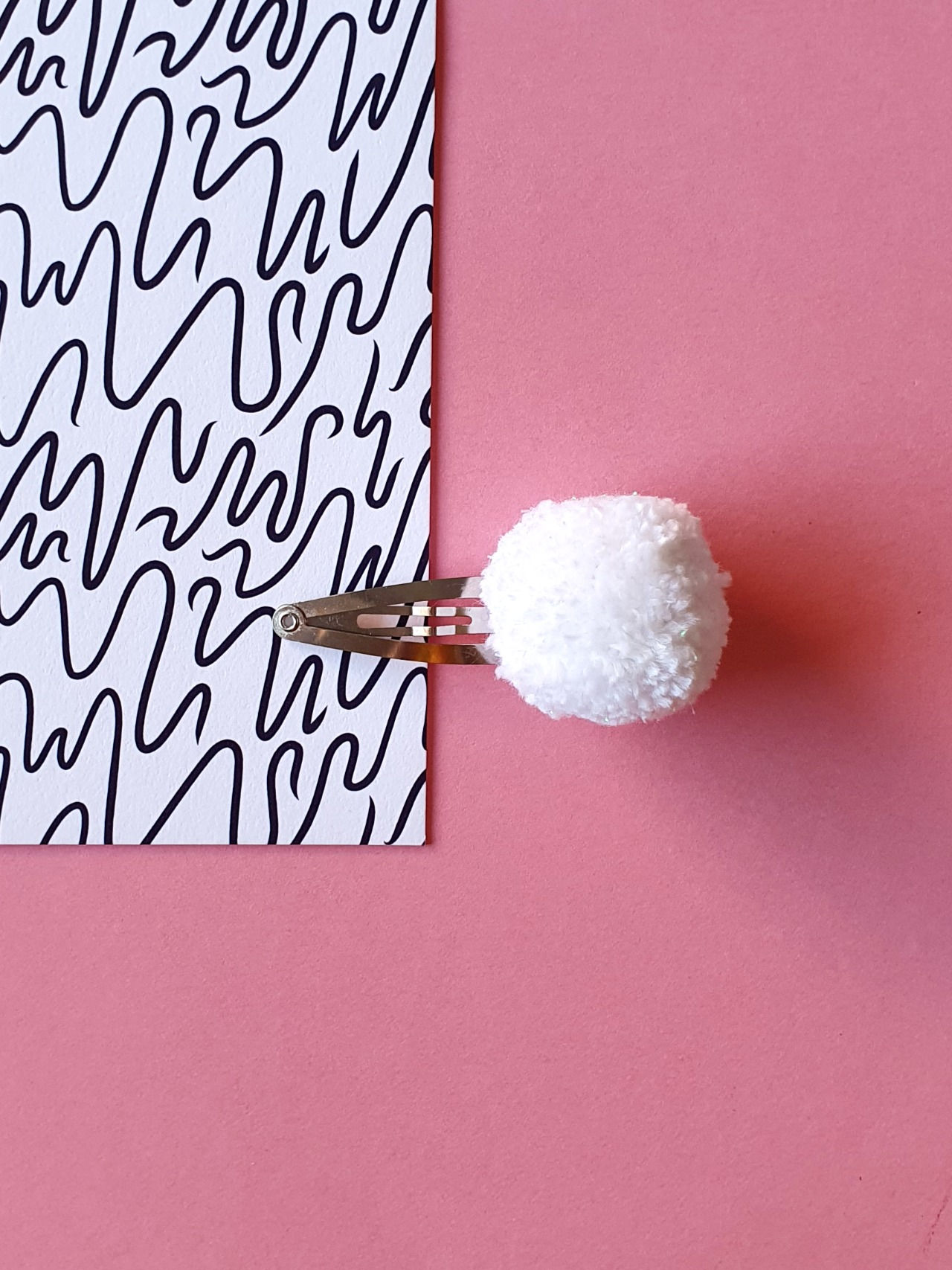 White Pom Pom Hair Clip