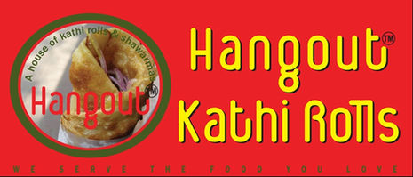 Logo for Hangout Kathi Roll: a bold design in red and yellow, capturing the essence of a flavorful roll destination.
