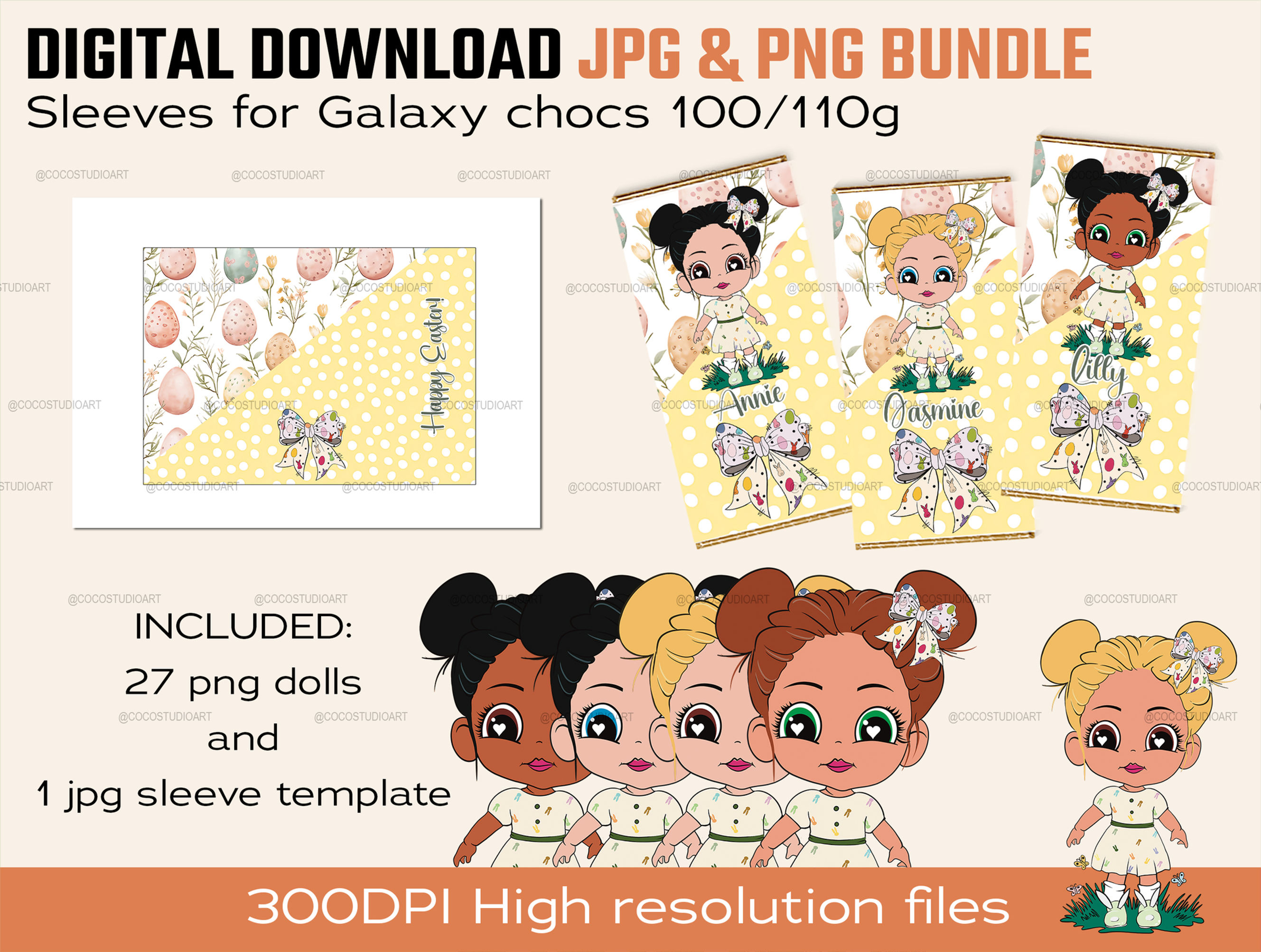 27 Easter Dolls and 1 template to make your own SLEEVEs - - DIGITAL DOWNLOAD