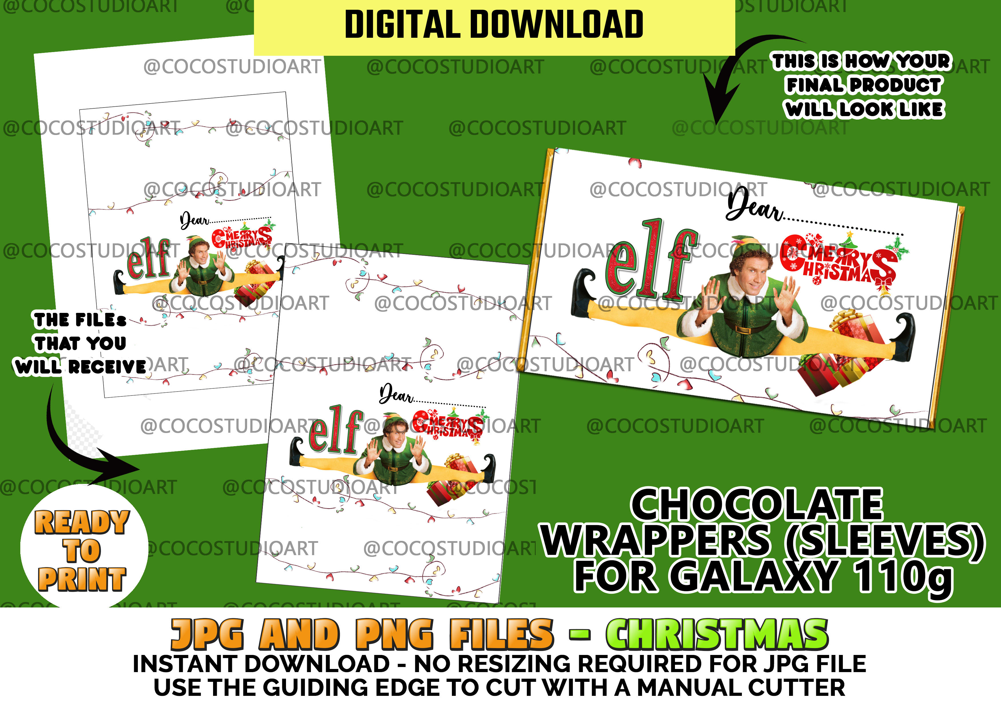 ELF BUDDY Chocolate Bar wrapper ready to print at home