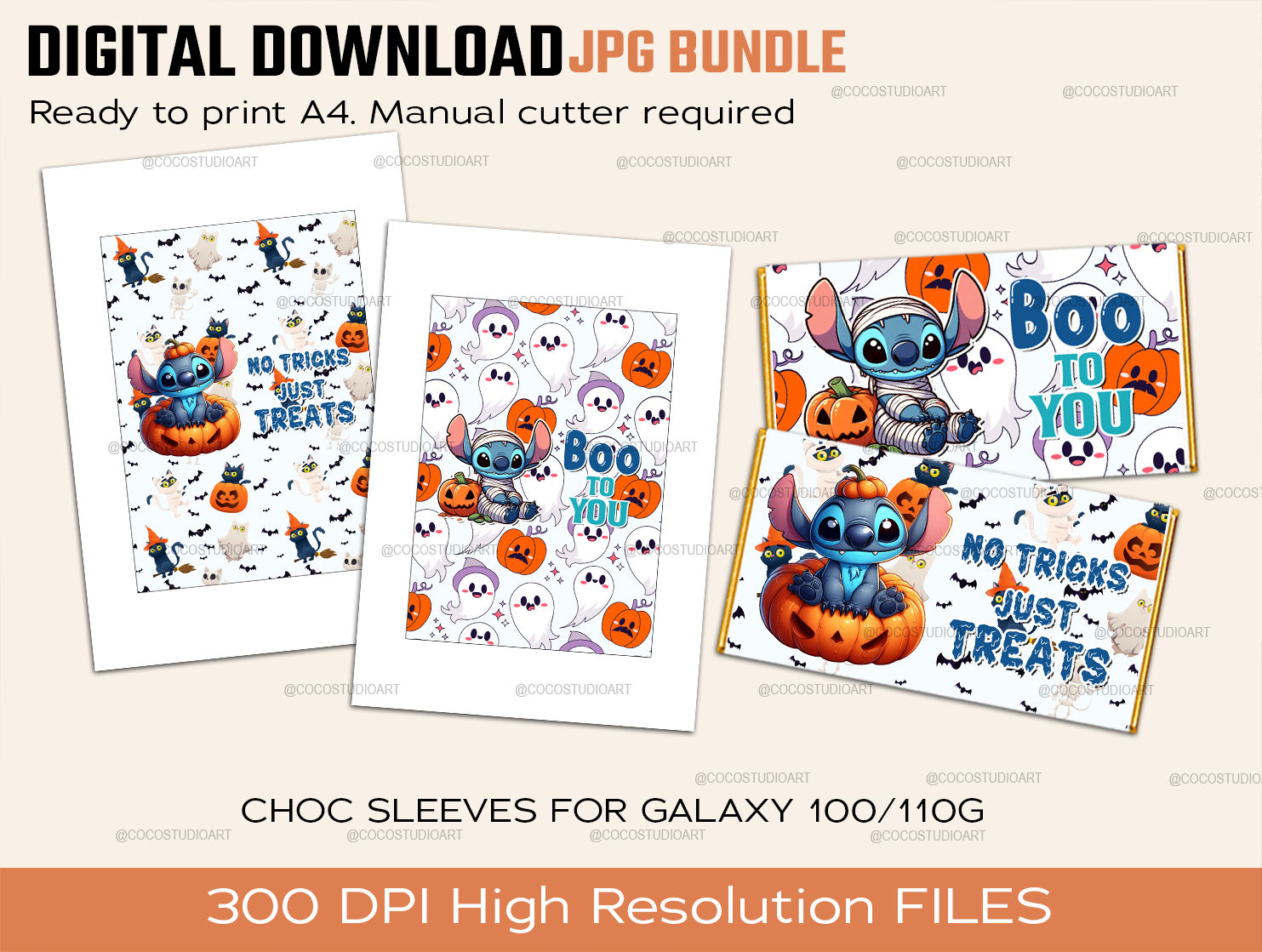 2x STITCH choc sleevesGalaxy 110/100g print at home
