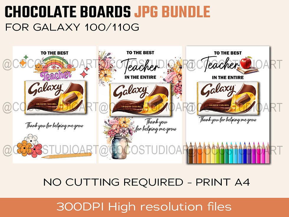 3x TEACHER Chocolate Boards Print at home
