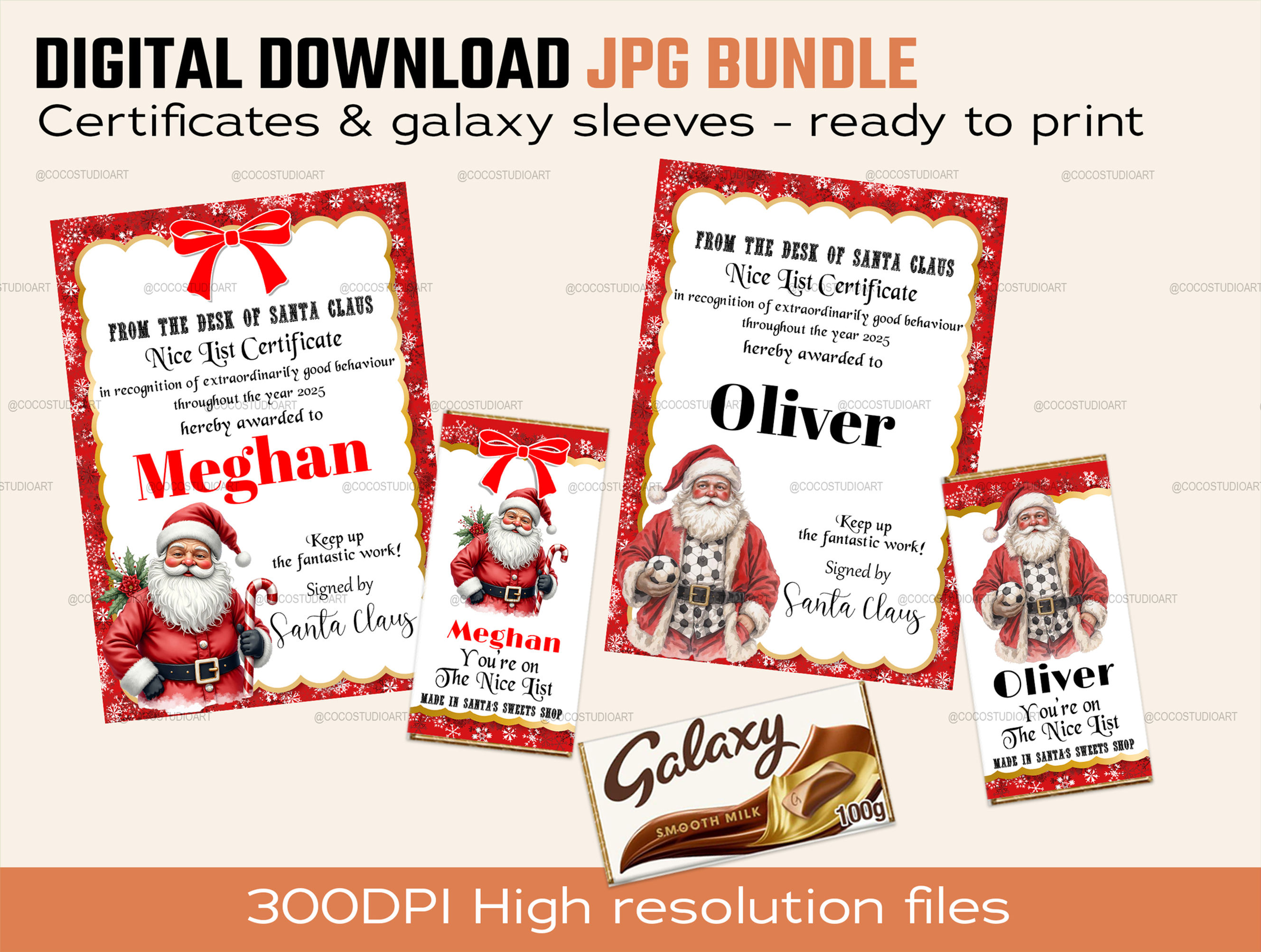 2xNice List Certificates & 2xGalaxy sleeves DIGITAL DOWNLOAD