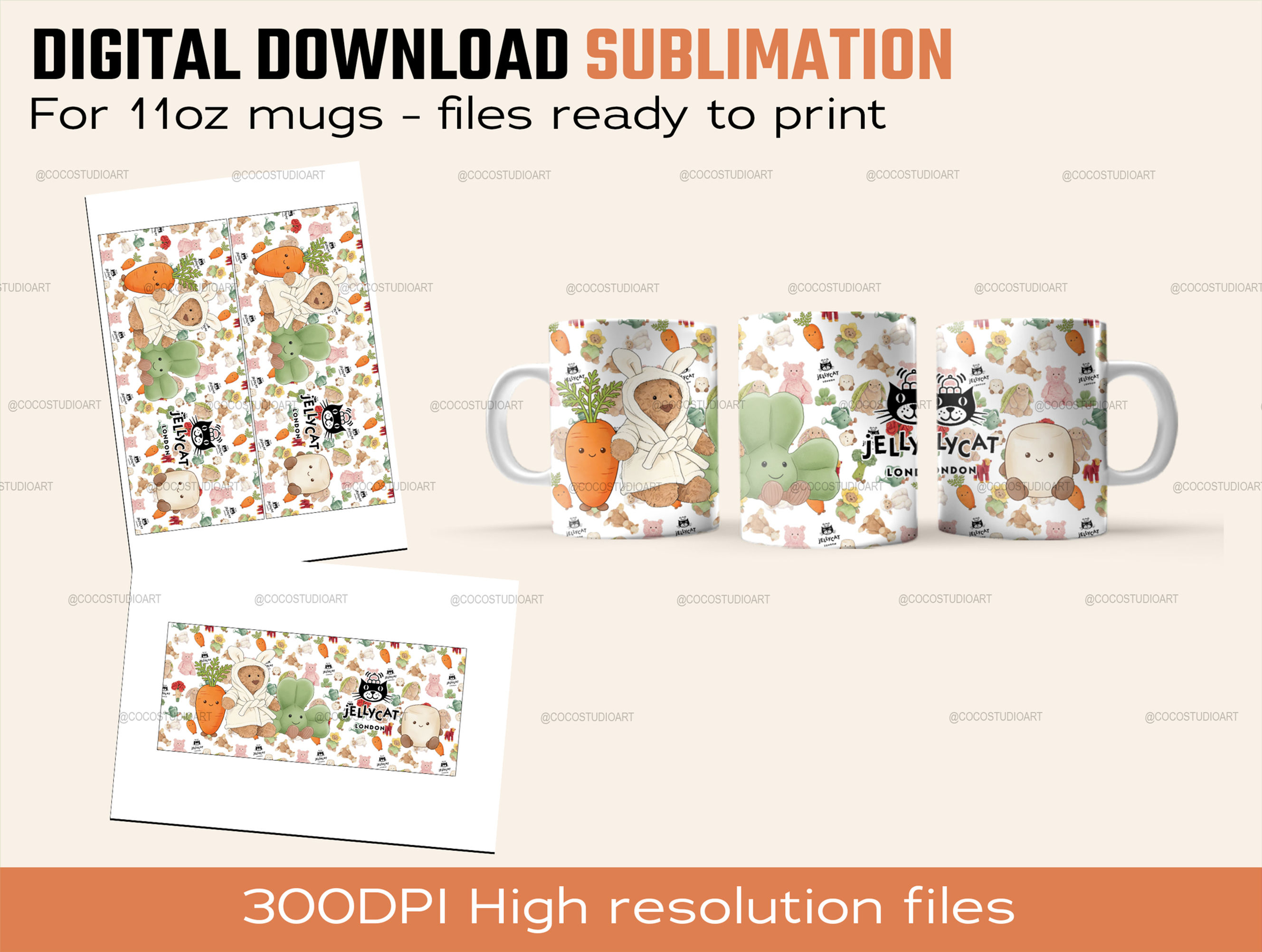 Jelly Mug design 1 Mug Sublimation files for 11oz Mugs Print at home