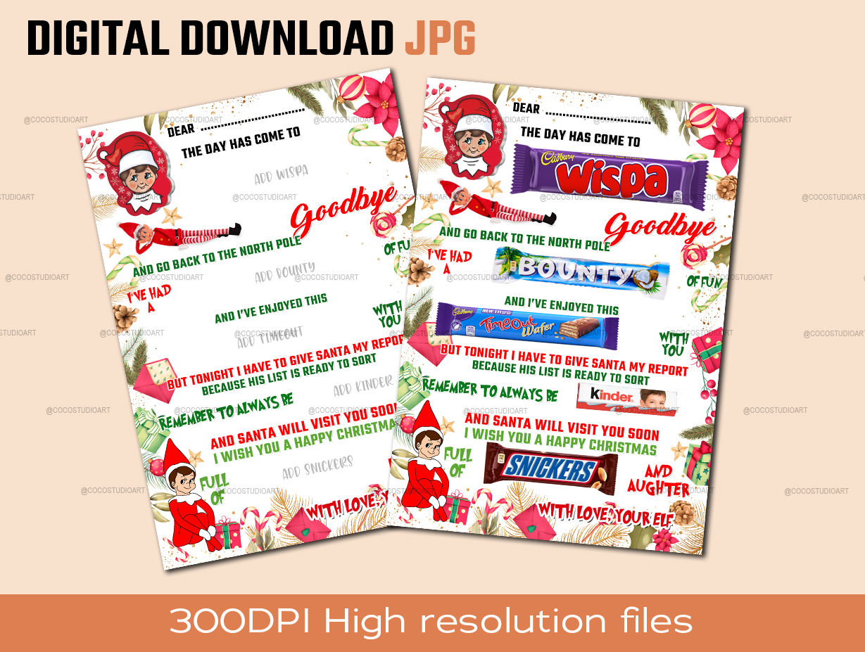 ELF DEPARTURE CHRISTMAS Chocolate Board Print at home