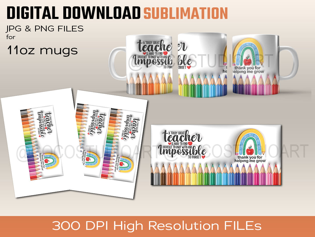 Teacher Inflated Mug Design Sublimation Digital Download