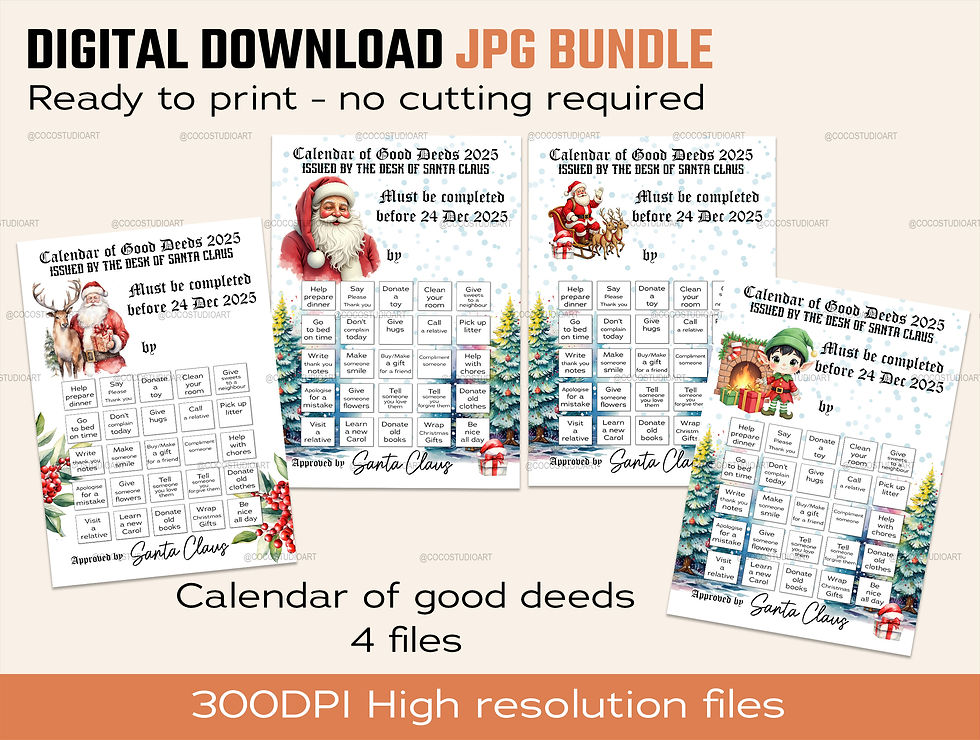 4x Calendar of Good Deeds - Print at home