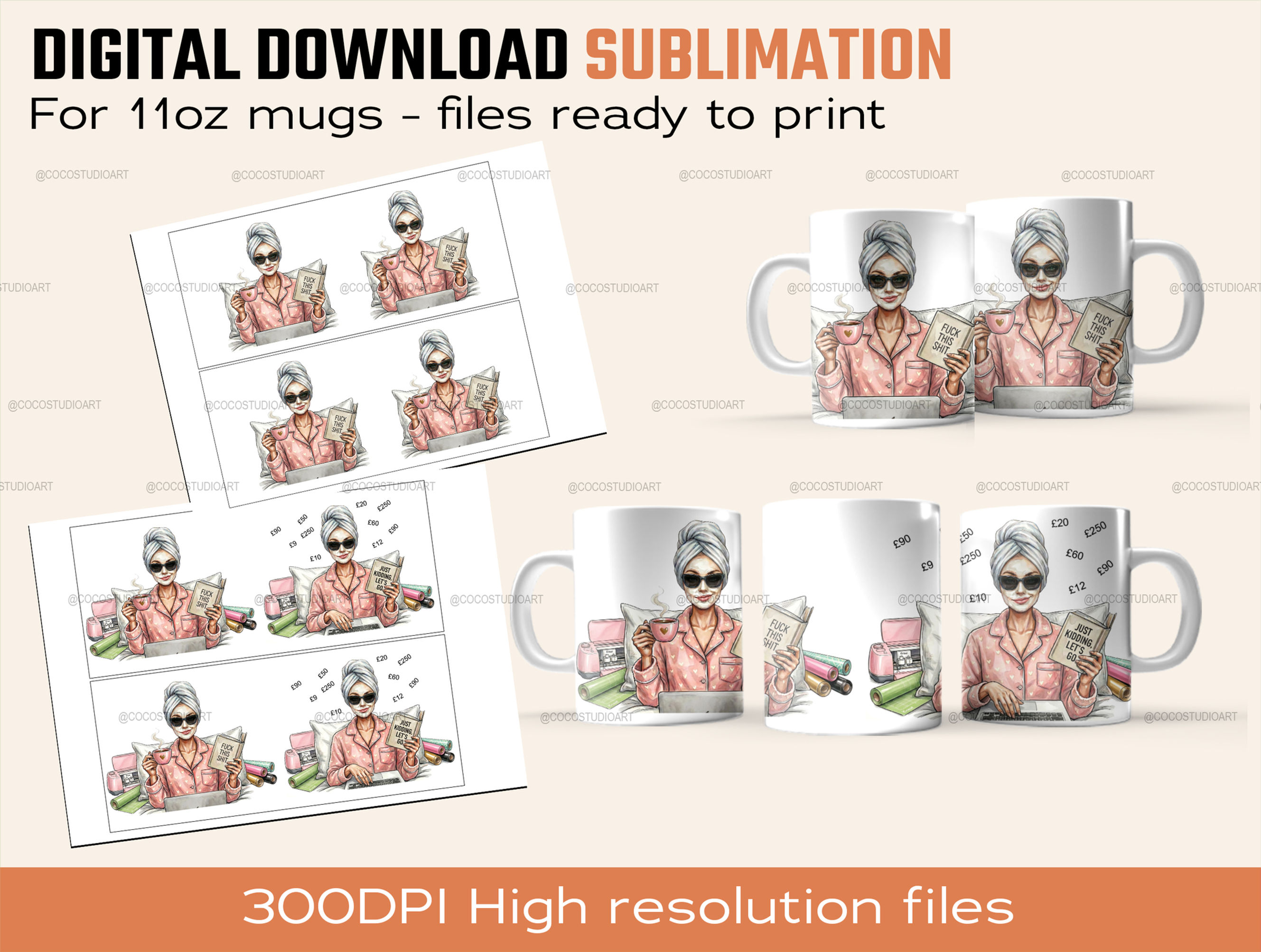 2x F*ck This S*it  Sublimation files for 11oz Mugs Print at home