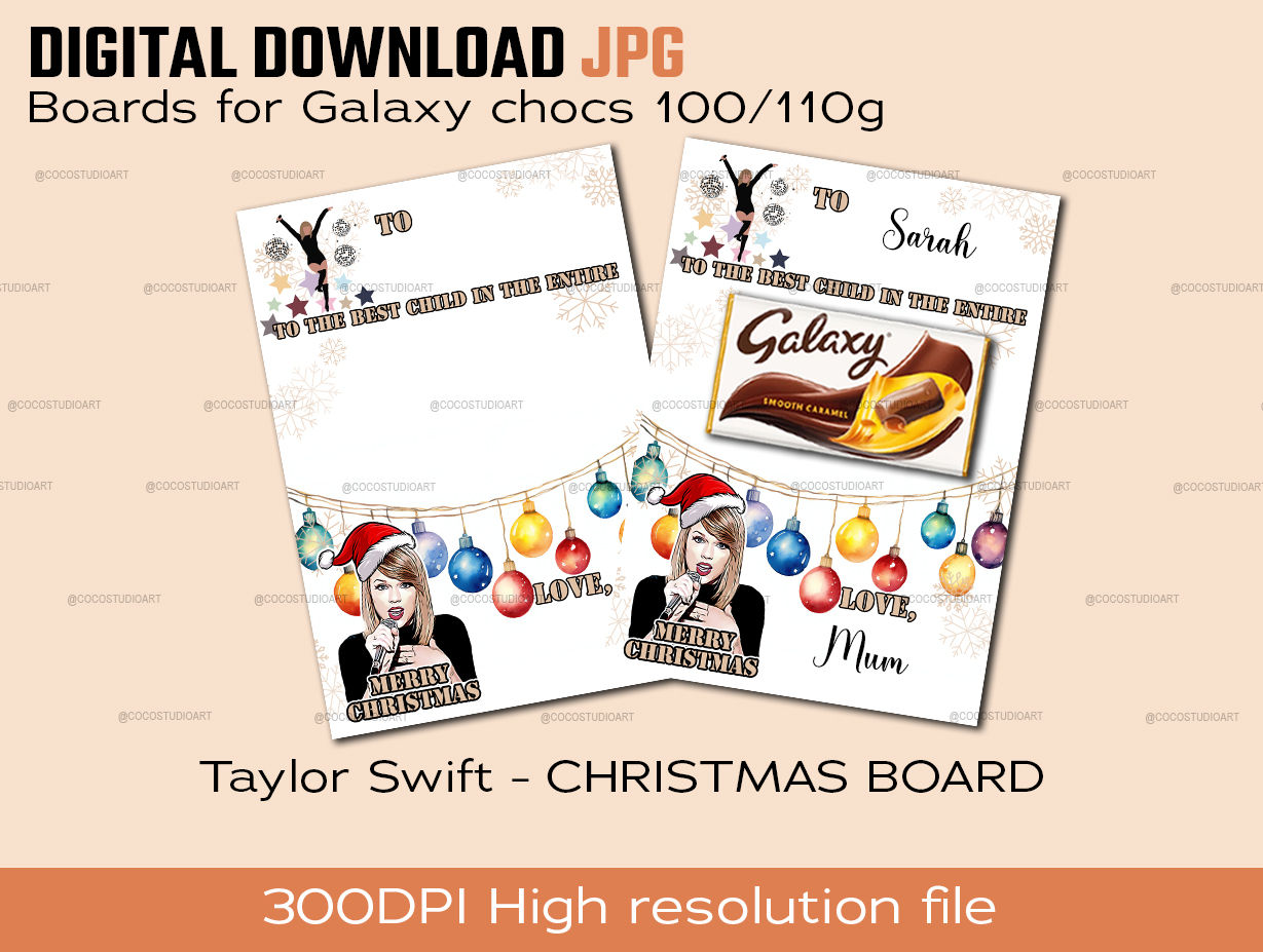 T Swift Christmas chocolate board Print at home