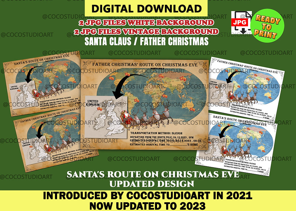 SANTA'S ROUTE ON CHRISTMAS EVE - DIGITAL DOWNLOAD