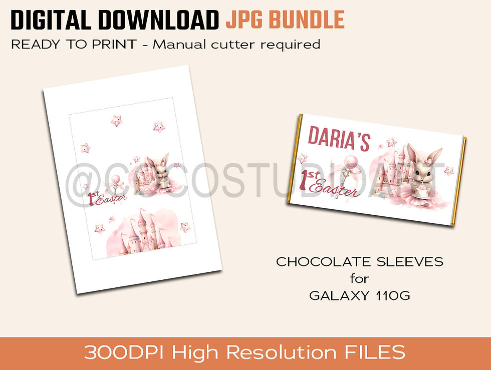 1ST EASTER Chocolate Bar SLEEVES ready to print at home