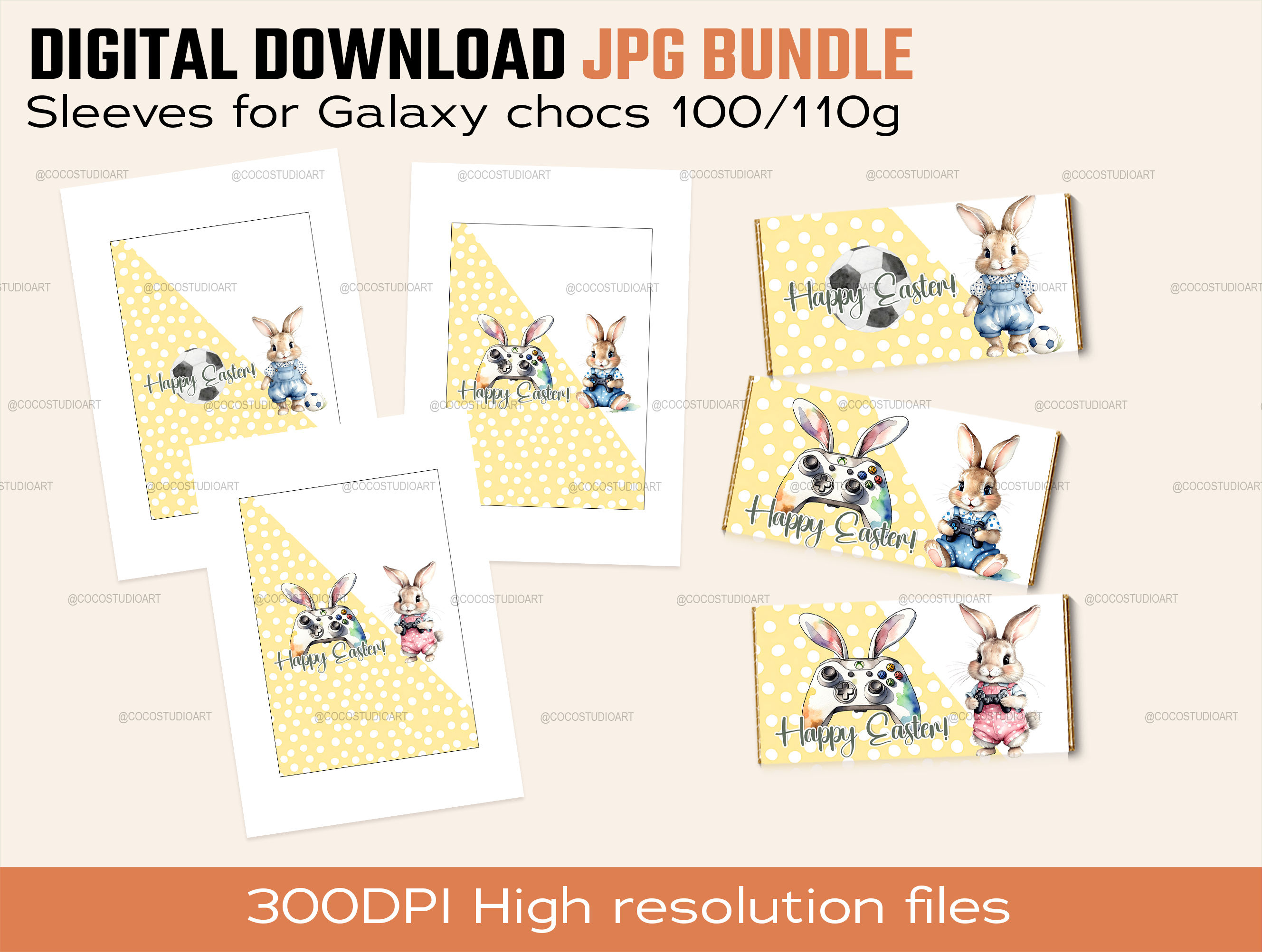 3x Easter choc sleeves Bundle for Galaxy 100/110g print at home