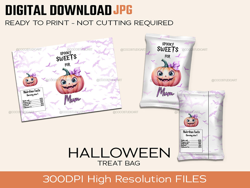 MUM Halloween Treats BAG - DIGITAL DOWNLOAD - MAKE AT HOME