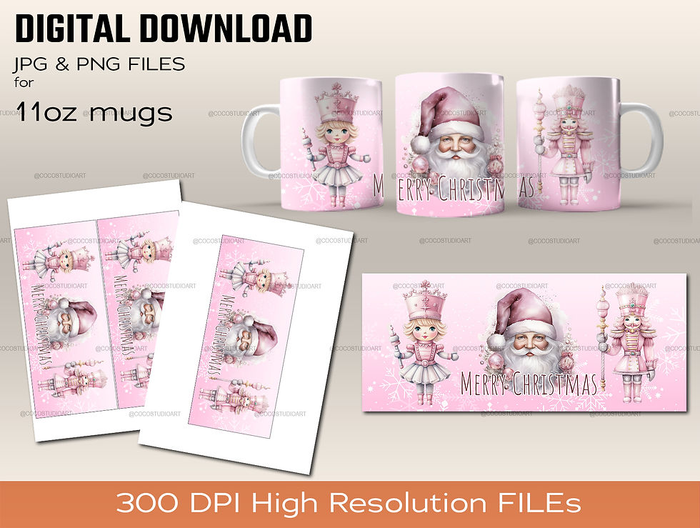 Santa Nutcracker Mug Design Sublimation Digital Download Make at home