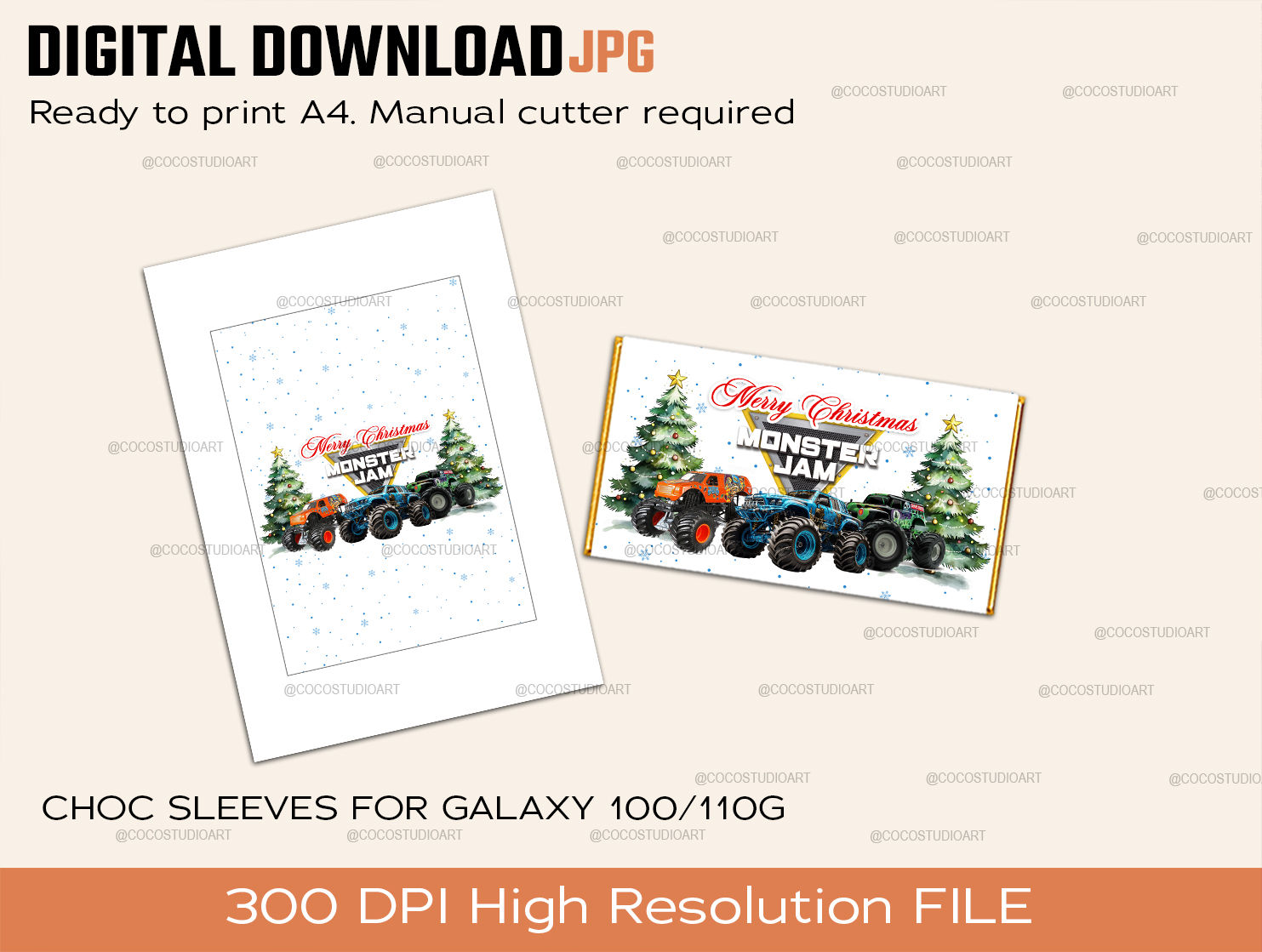 Monster Jam choc sleeve Galaxy 100/110g print at home