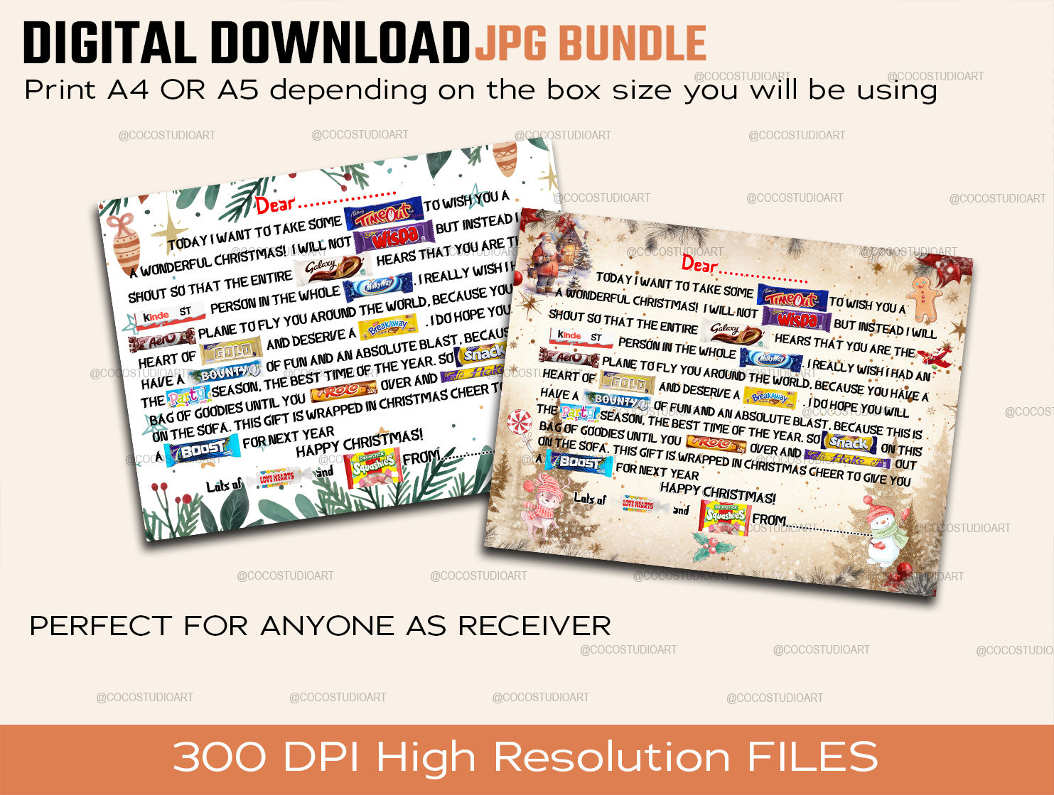 2X  CHRISTMAS POEM DESIGNS FOR GIFT BOXES PRINT AT HOME