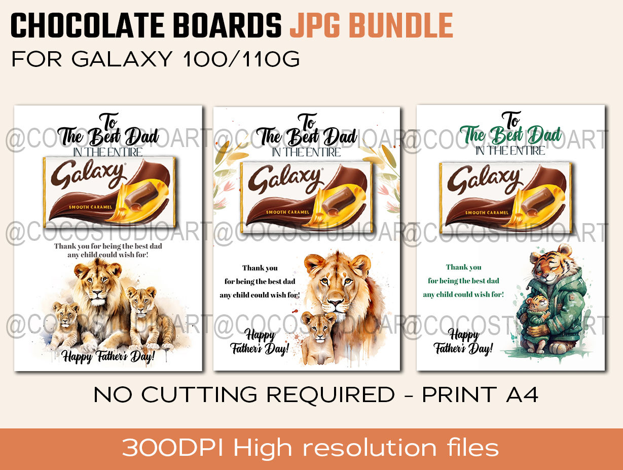 3x FATHER'S DAY Chocolate Boards Print at home