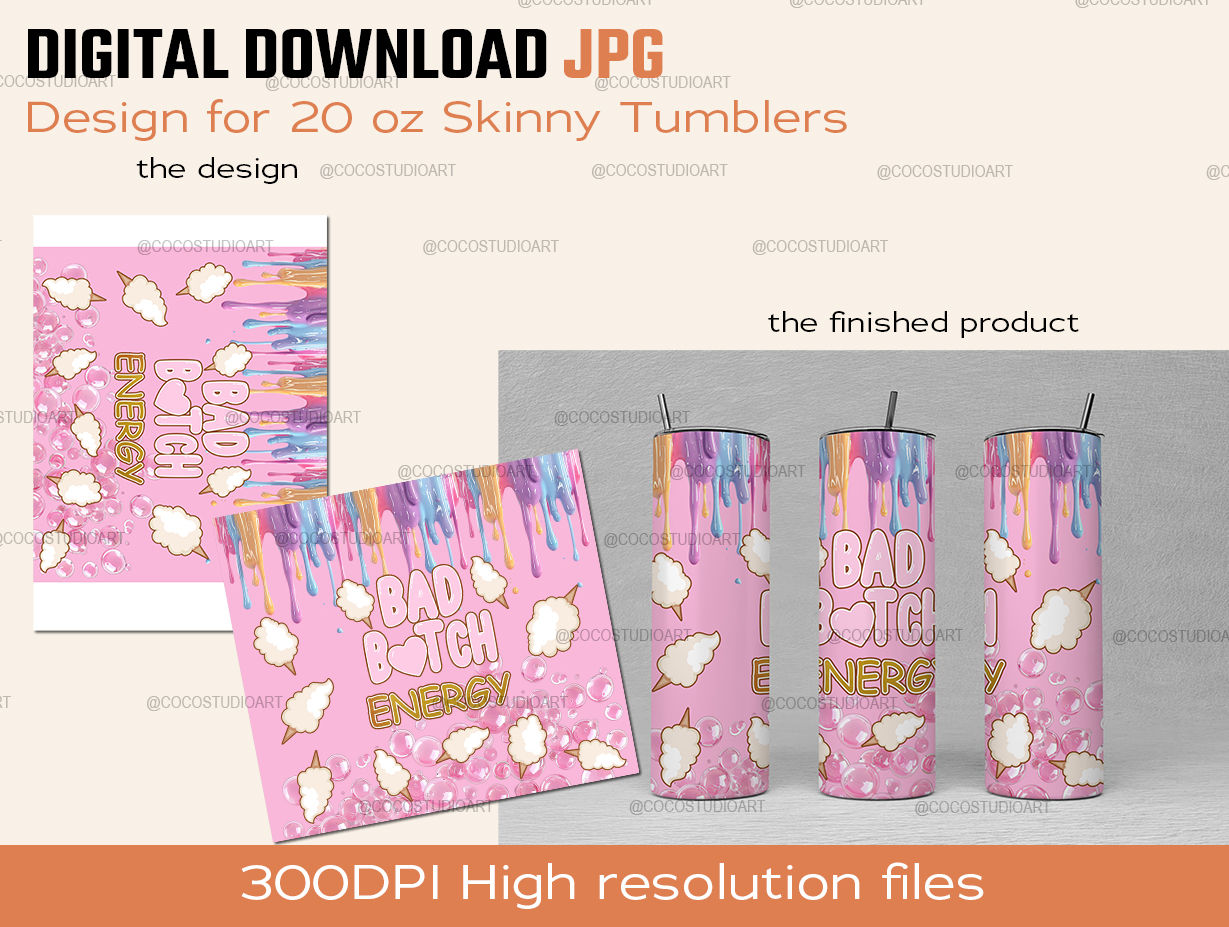 BAD BITCH PL INSPIRED Sublimation Skinny Tumbler Digital Download