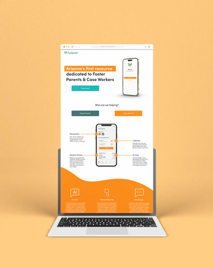 Desktop mockup of the Fostered Landing Page