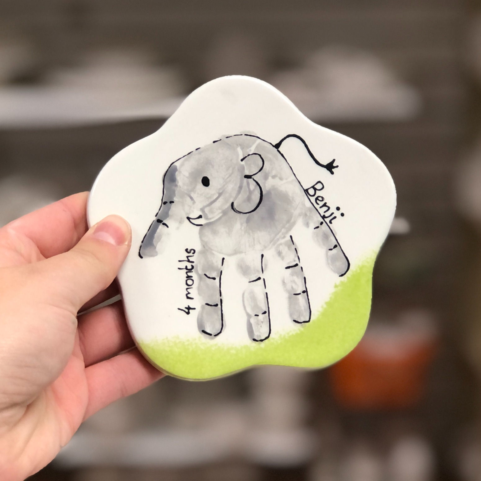 Elephant Handprint Coaster