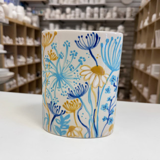 vase painted with flowers