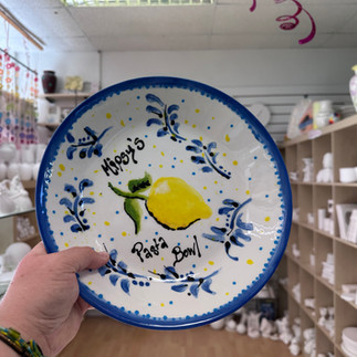 pasta bowl painted with lemons