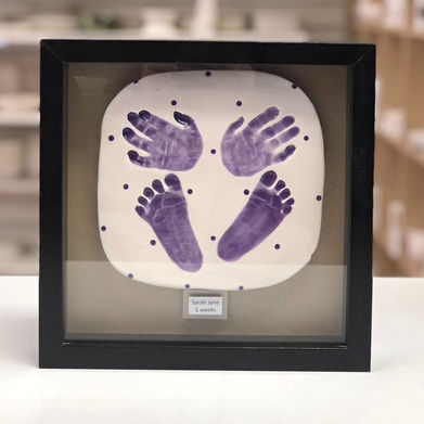 Baby Imprints Full Set with both hands and feet in a black frame.