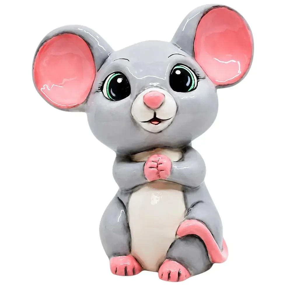Cute painted grey mouse pottery
