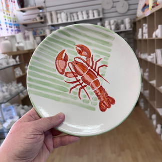 plate painted with a lobster