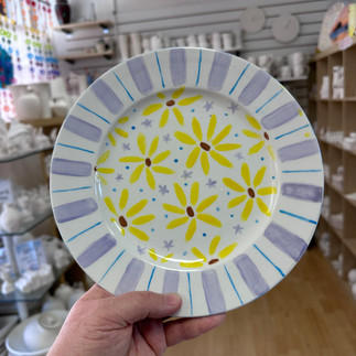 plate painted with summer flowers