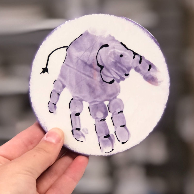 Thumbnail: Handprint Elephant Coaster