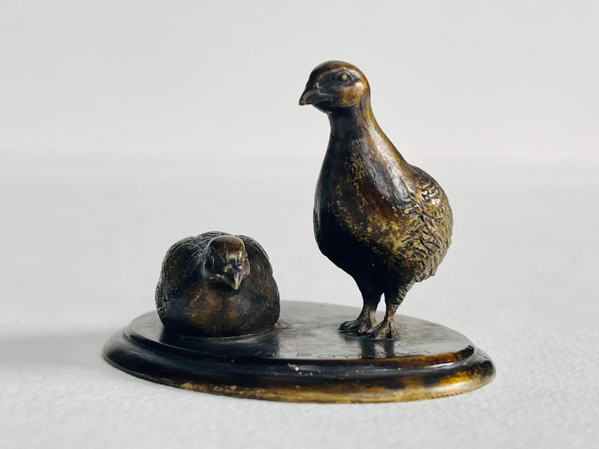 COUPLE DE PERDRIX EN BRONZE