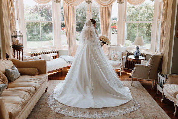 Bride wedding dress stunning elegant modern simple minimalistic veil luxury parley manor wedding event stationery invitations save the date rsvp calligraphy 