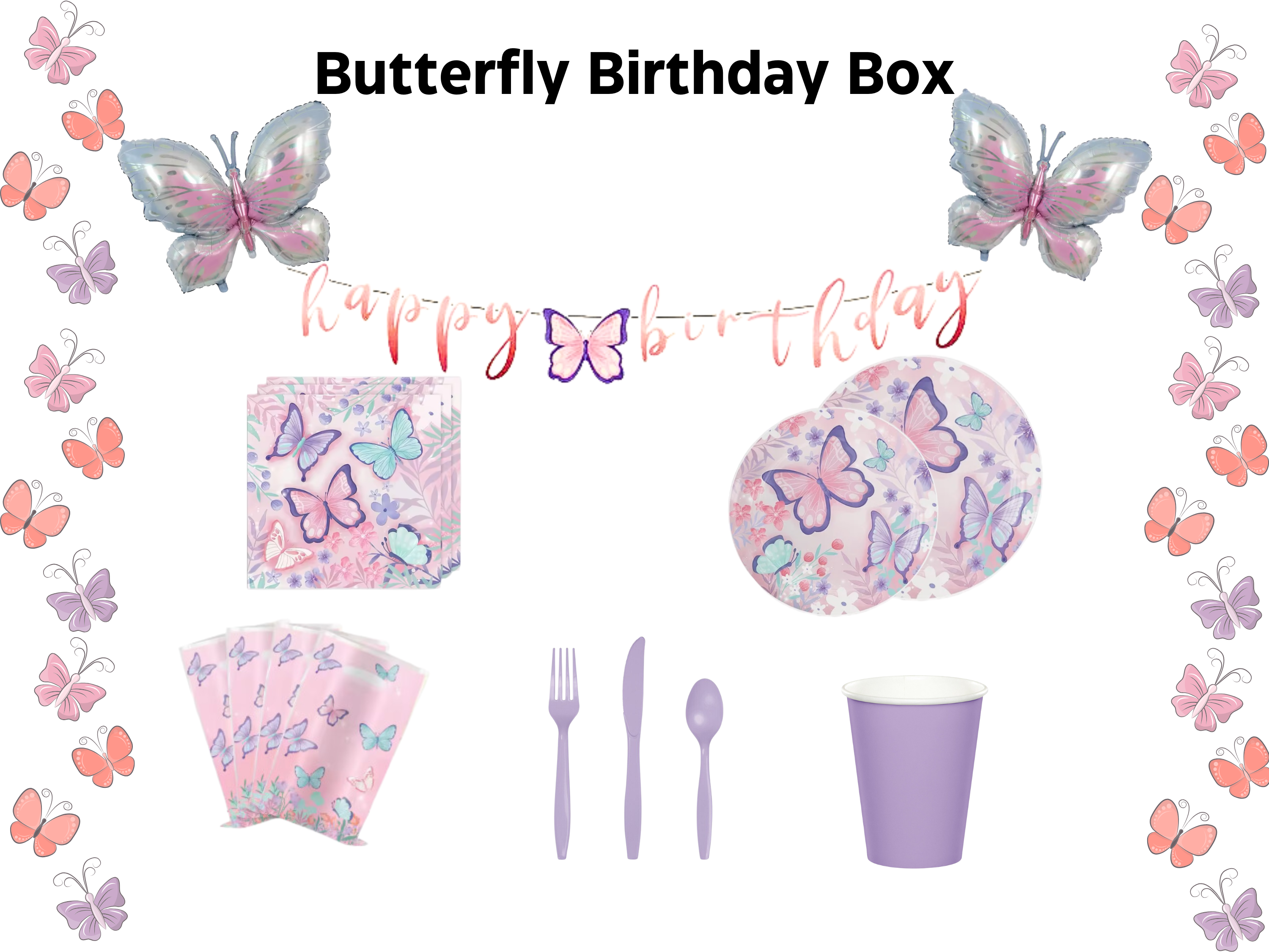 Butterfly Party, Party Box, Complete Birthday, Birthday Supply, Supply Girl Party, Party Decoration, Decoration Kit, Guest Ki