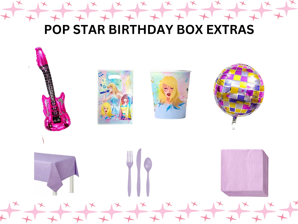 Happy Birth-Tay, Birth-Tay Party, Party Box Pop Star, Star Party Supply, Party Supply Kit, Kit for 20 Guest, Tween Birthday,