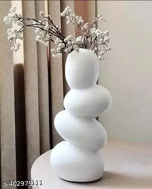 White Ceramic Flower Vase, Modern Home Decor