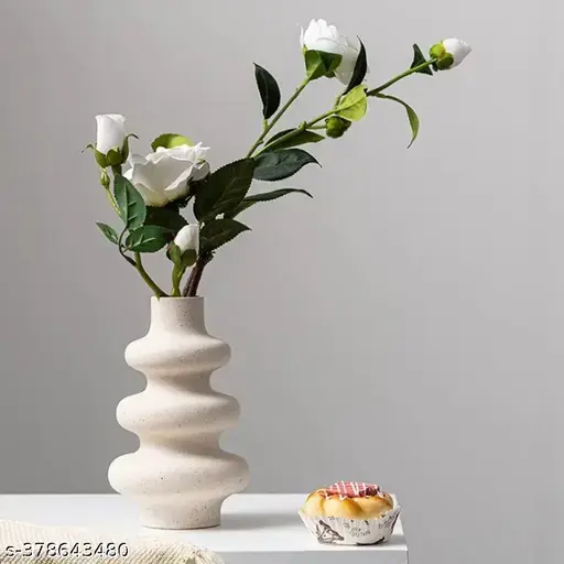 White Ceramic Flower Vase, Modern Home Decor