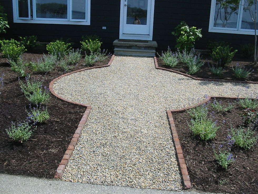 Pea gravel used to create a walkway