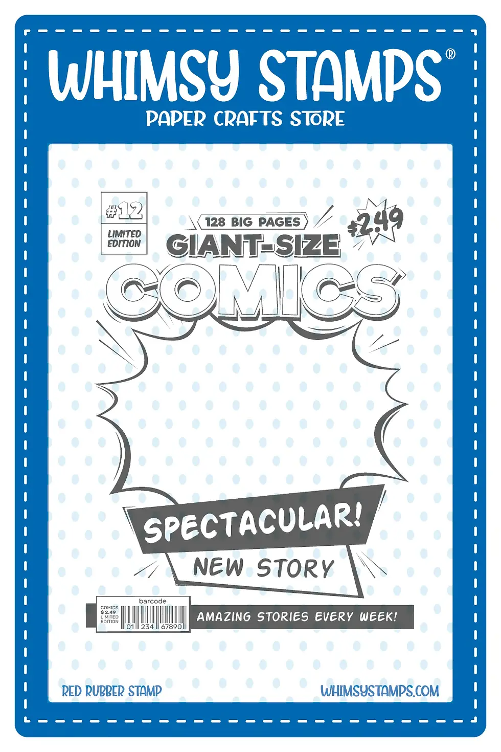 Comic Book Page Rubber Cling Stamp