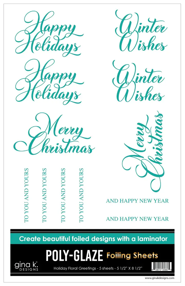 POLY-GLAZE Foiling Sheets - Holiday Floral Greetings