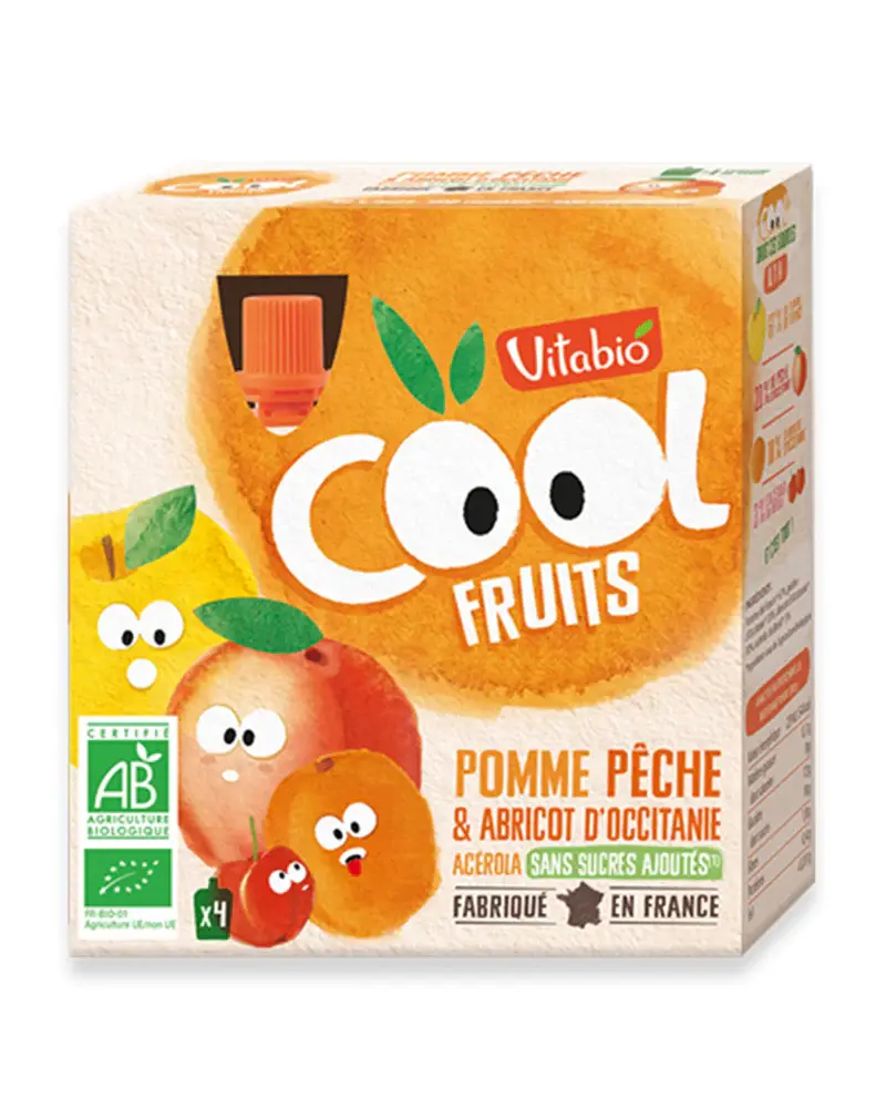Vitabio COOL FRUITS Pomme Pêche & Abricot d'Occitanie 4x 90g
