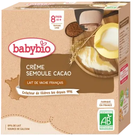 Babybio Crème Semoule Cacao 4x85g