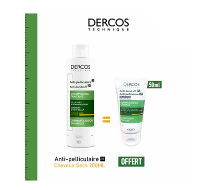 Pack Dercos Anti-pelliculaire cheveux secs 200ml+50ml