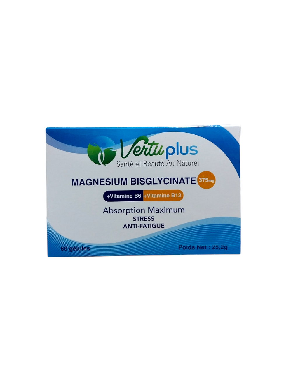 Vertuplus Magnesium Bisglycinate 375mg+B6+B12 60G