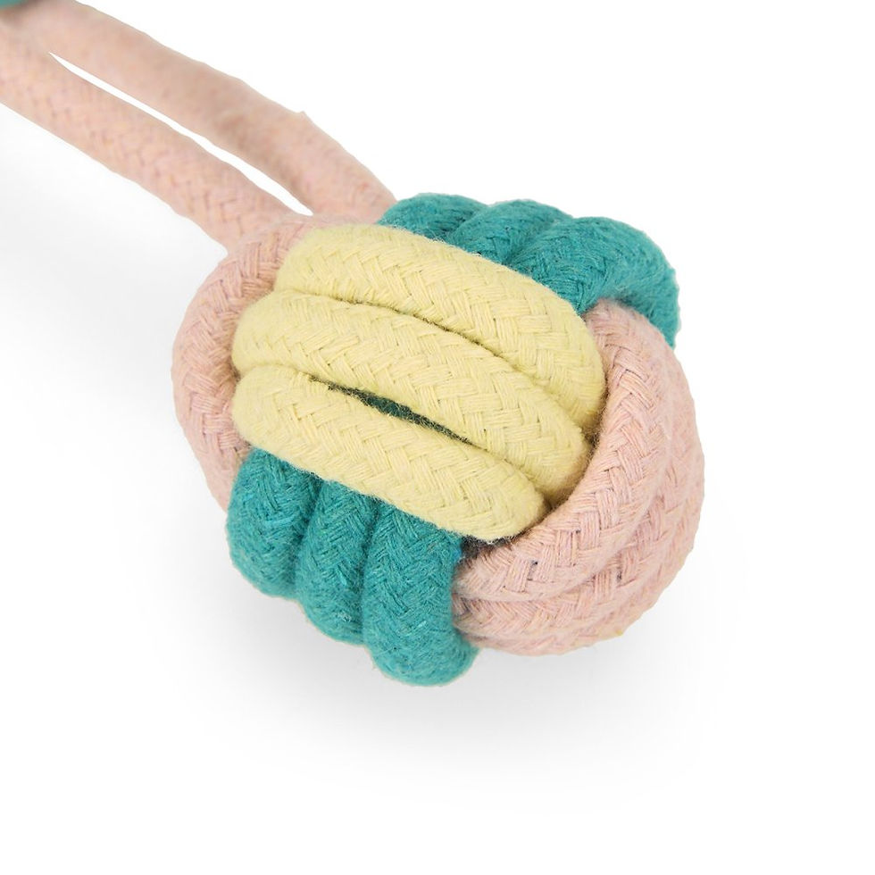 Thumbnail: LITTLE PETFACE ROPE BALL WITH TPR HANDLE DOG TOY